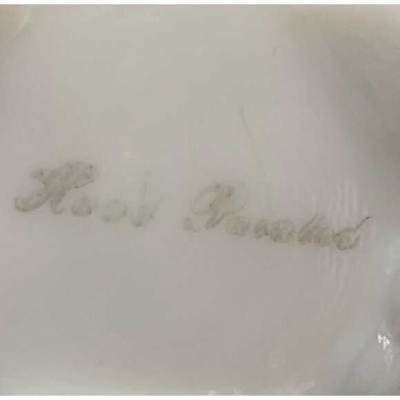 KEMPLE VTG Milk Glass Toothpick Holder Triple Handle Pansy Flower Design Cottage - Picture 6 of 6